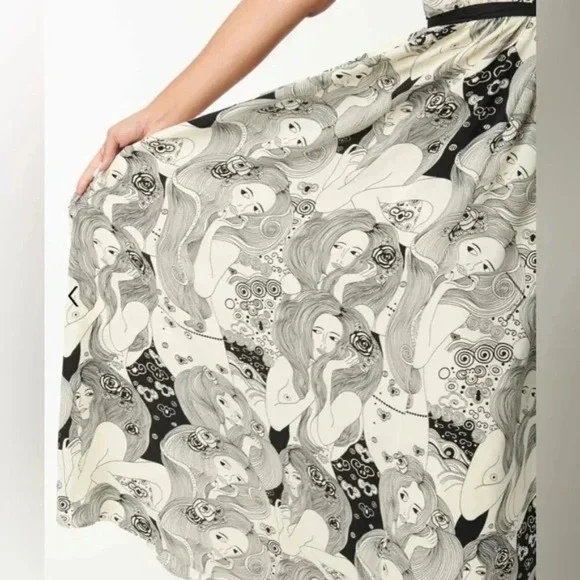 Unique Vintage Smak Parlour Psychedelic Goddess Print Maxi Dress - Picture 2 of 3